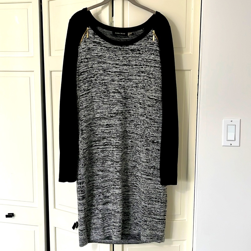 Sweater dress with gold zipper details